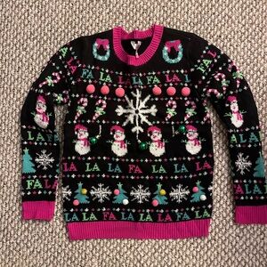 No Boundaries Black and Pink Holiday Sweater